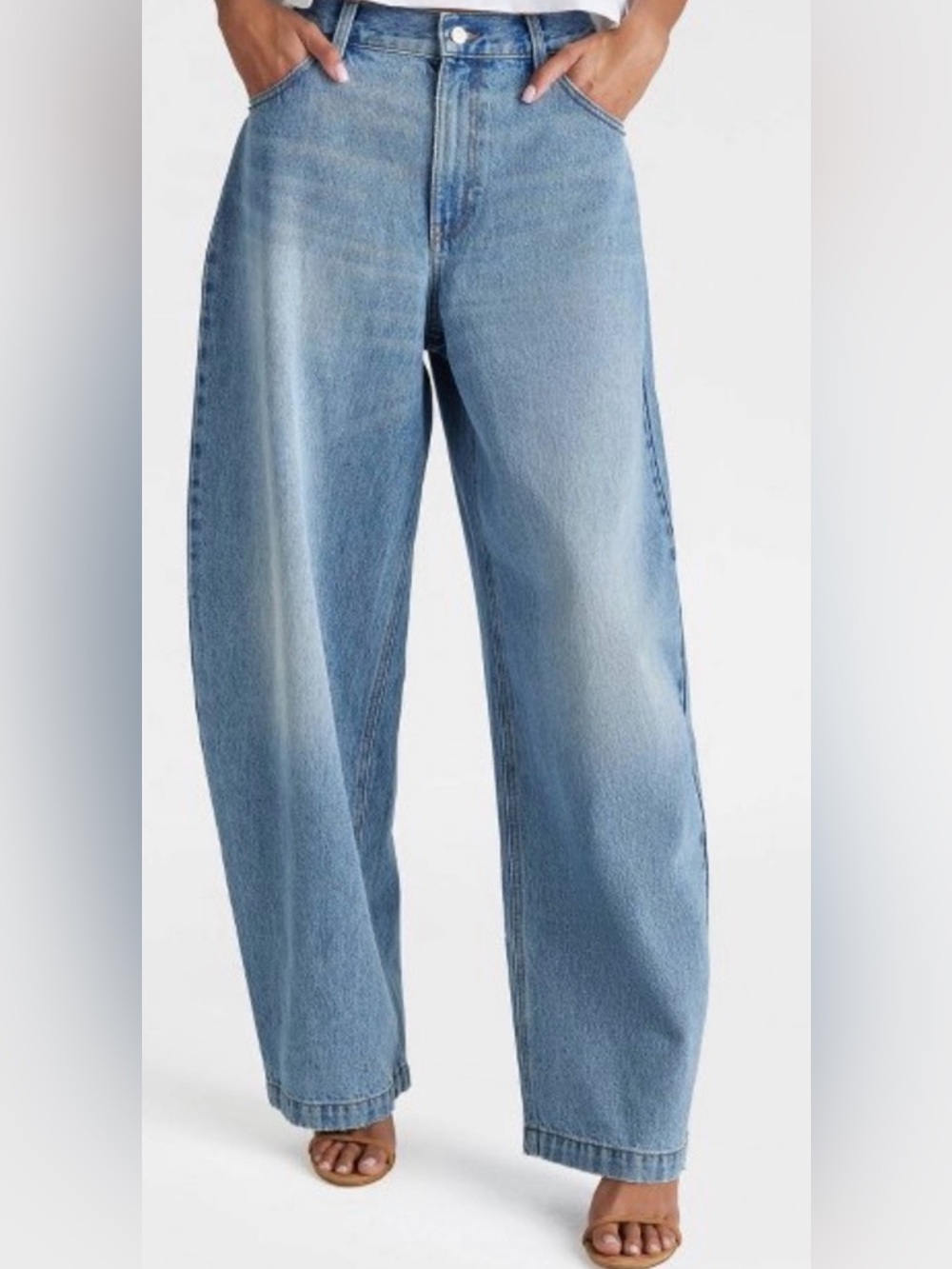 KBB by KAHLANA Women's Mid-Rise
'The Barrel Leg Jean' - Vintage Wash